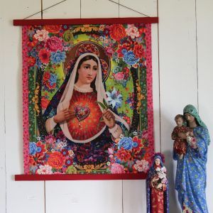 Grande étiquette velours "Vierge au lys"