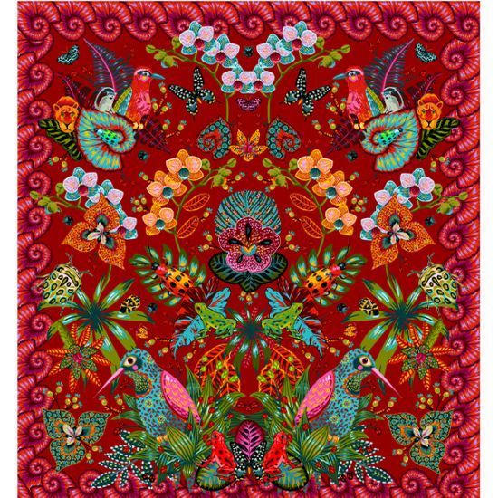 Panneau velours Insectopia Ocre rouge