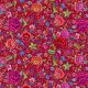Coton Bio Perruches et Pivoines rouge