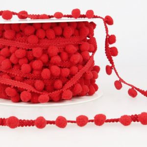 Galon pompons 10mm rouge